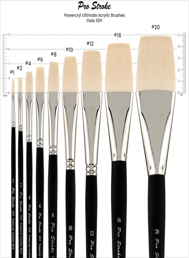 Creative Mark Pro-Stroke Powercryl Acrylic Paint Brushes - Flats Value Set of 5, Synthetic Paint Brushes for Artists, Seamless Nickel-Plated Ferrules, Matte Black Wooden Handle, Soft-Touch Grip - Image 3