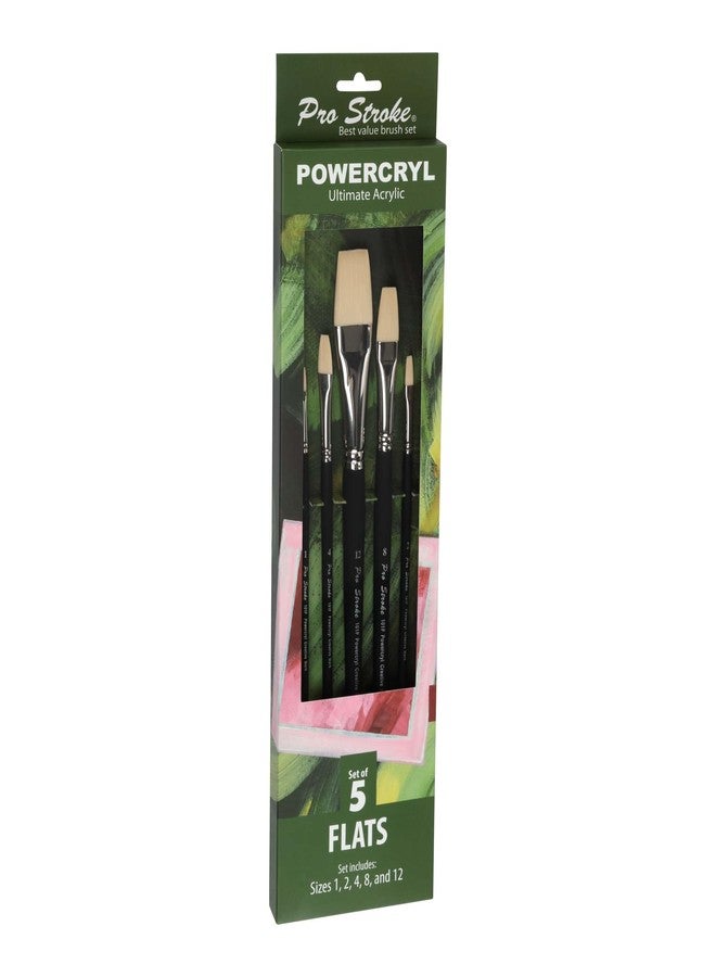 Creative Mark Pro-Stroke Powercryl Acrylic Paint Brushes - Flats Value Set of 5, Synthetic Paint Brushes for Artists, Seamless Nickel-Plated Ferrules, Matte Black Wooden Handle, Soft-Touch Grip - Image 4