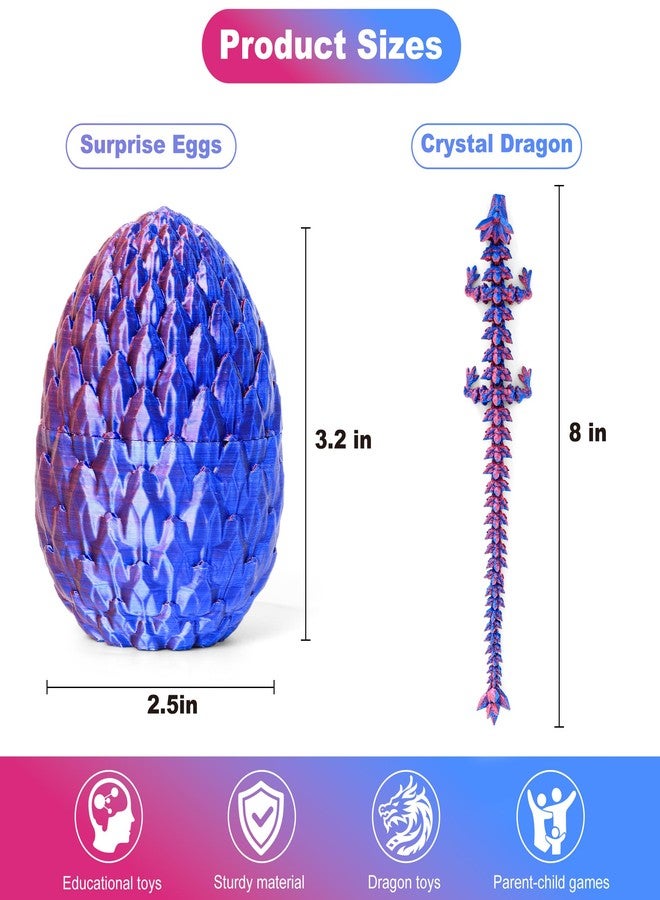 ONEVIVE Easter Dragon Eggs with Dragon Inside 3D Printed, Mystery Dragon Egg Articulated Crystal Fidget Toy for Kids Birthday Surprise Easter Egg Hunt Party Favors(Purple) - Image 4