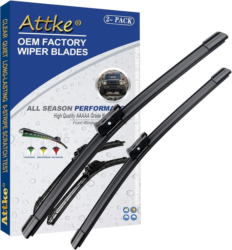 ATTKE Front Windshield Wiper Blades for Volkswagen Passat 2005-2011/Volkswagen Jetta 2005-2010/Scirocco 2008-2017/Genuine Replacement Wiper Blade Set 24"/19" (Set of 2) - Image 1