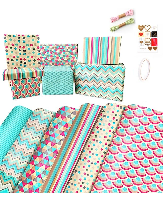 Generic Birthday Gift Wrapping Paper Set, Gift Wrap Paper with Ribbon Sticker and Tape, Wrapping Paper for Birthday Bridal Baby Shower Weddings All Occasion  - Image 1