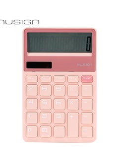 Deli DELI ENS042 NUSIGN Desktop Calculator | 12 Digits | Solar & LR44 Battery Dual Power | Assorted Colors (White/Green/Pink) | Ideal for Office, School & Home Use  - Image 1