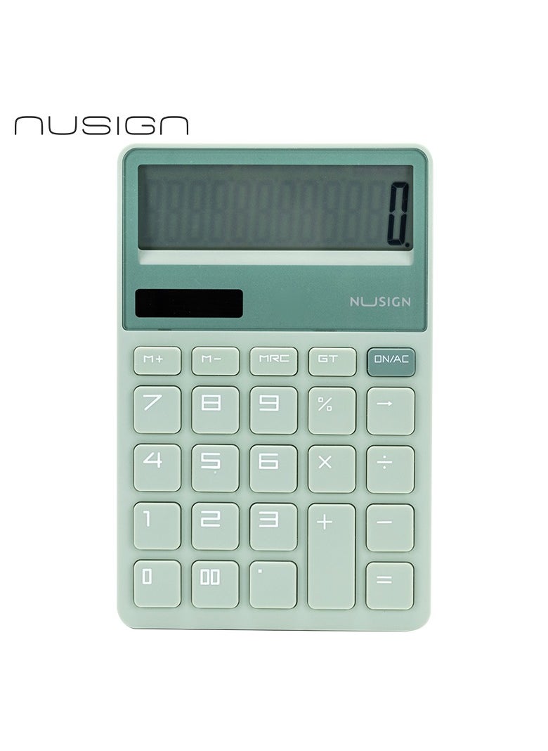 Deli DELI ENS042 NUSIGN Desktop Calculator | 12 Digits | Solar & LR44 Battery Dual Power | Assorted Colors (White/Green/Pink) | Ideal for Office, School & Home Use  - Image 2