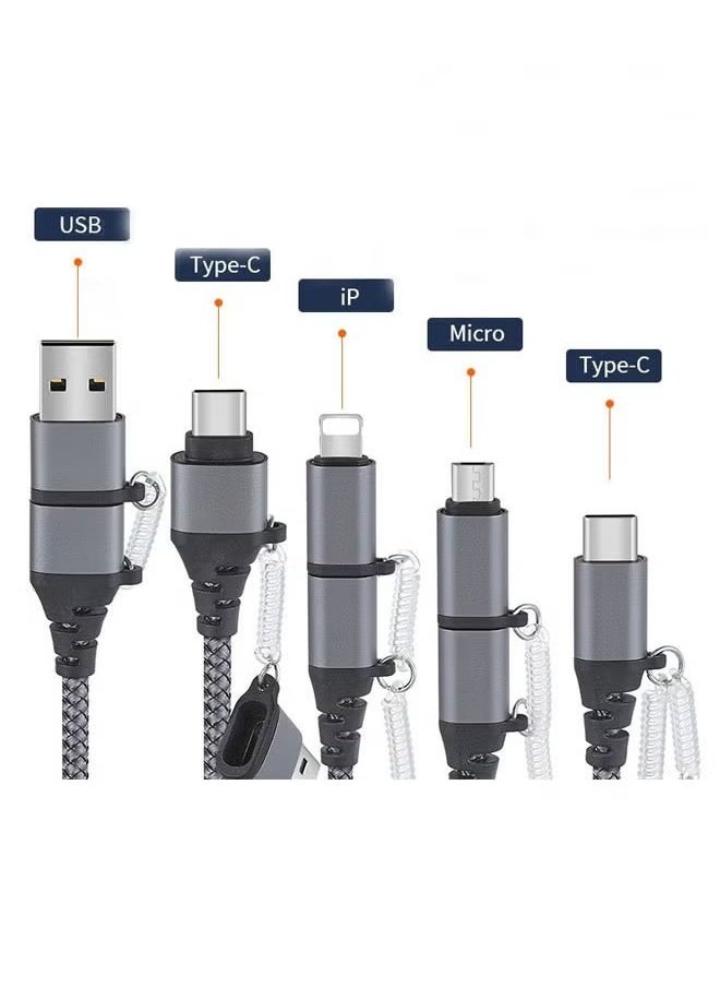 اتش واي - كابل بيانات خط الطاقة 3 في 2 من النوع C موصل Micro USB كابل نقل بيانات الشحن السريع بطول 1.5 متر - Image 1