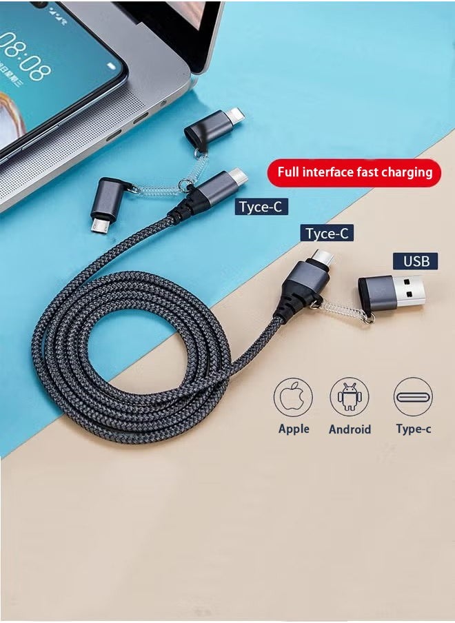 اتش واي - كابل بيانات خط الطاقة 3 في 2 من النوع C موصل Micro USB كابل نقل بيانات الشحن السريع بطول 1.5 متر - Image 1