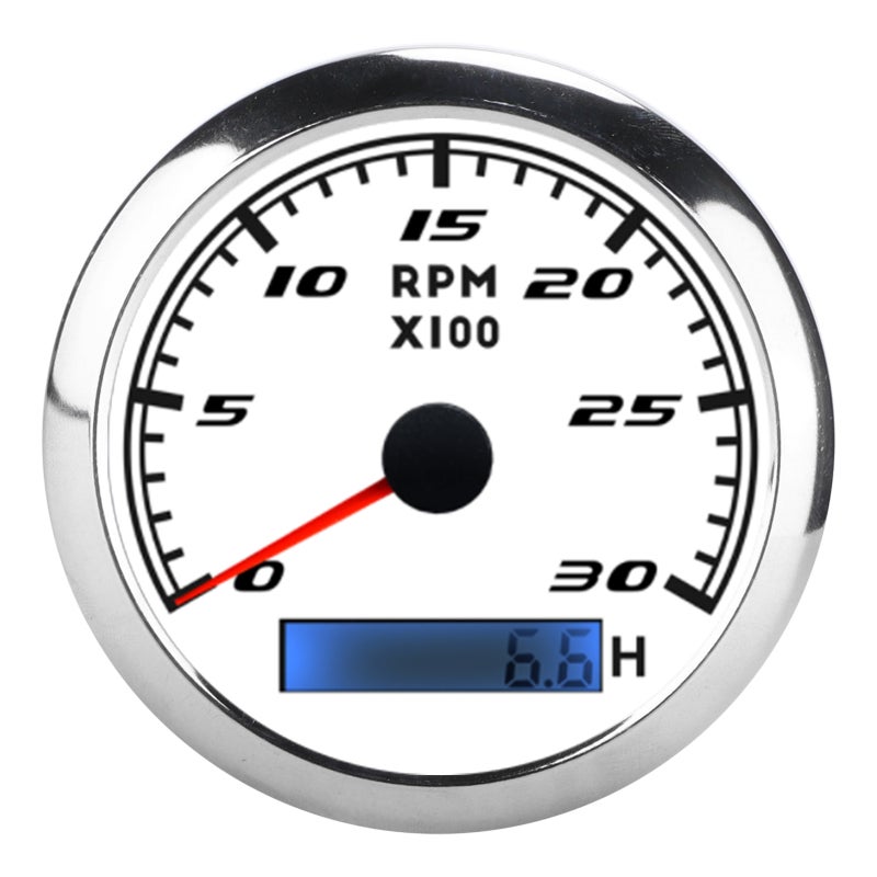 مقياس سرعة الدوران بإبرة 85 مم، عداد RPM بعداد خطوة عالي الدقة - مقياس سرعة دوران بحري من الفولاذ المقاوم للصدأ مع إضاءة خلفية حمراء للقوارب والسيارات والمحركات - Image 1