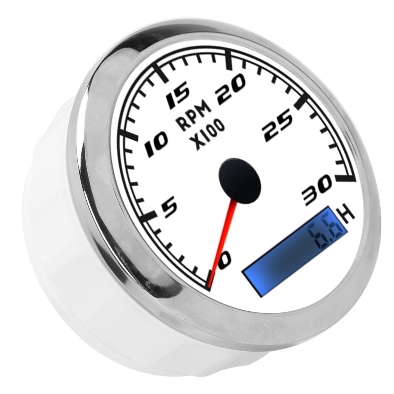 مقياس سرعة الدوران بإبرة 85 مم، عداد RPM بعداد خطوة عالي الدقة - مقياس سرعة دوران بحري من الفولاذ المقاوم للصدأ مع إضاءة خلفية حمراء للقوارب والسيارات والمحركات - Image 4