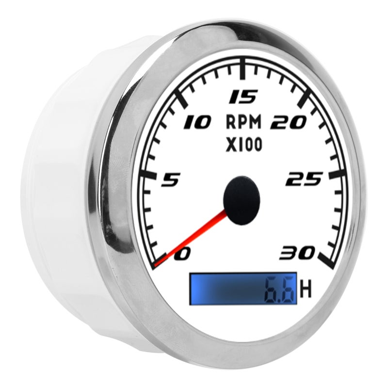 مقياس سرعة الدوران بإبرة 85 مم، عداد RPM بعداد خطوة عالي الدقة - مقياس سرعة دوران بحري من الفولاذ المقاوم للصدأ مع إضاءة خلفية حمراء للقوارب والسيارات والمحركات - Image 3