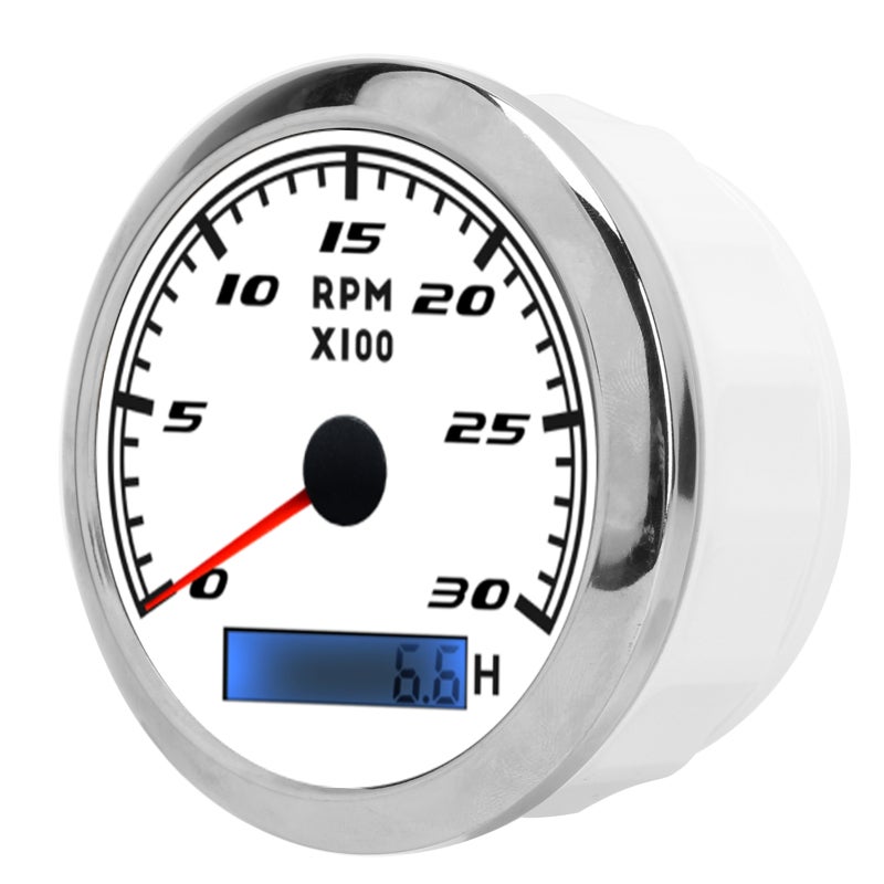 مقياس سرعة الدوران بإبرة 85 مم، عداد RPM بعداد خطوة عالي الدقة - مقياس سرعة دوران بحري من الفولاذ المقاوم للصدأ مع إضاءة خلفية حمراء للقوارب والسيارات والمحركات - Image 2