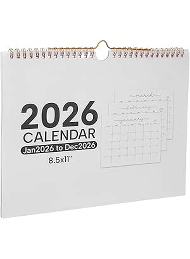 تقويم حائط 2026 مع حلزوني، مخطط شهري، مربعات العطلات، للمكتب المنزلي - Image 1