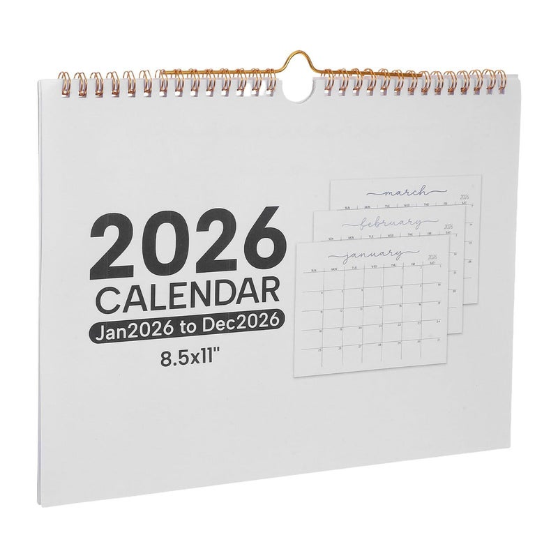 تقويم حائط 2026 مع حلزوني، مخطط شهري، مربعات العطلات، للمكتب المنزلي - Image 2