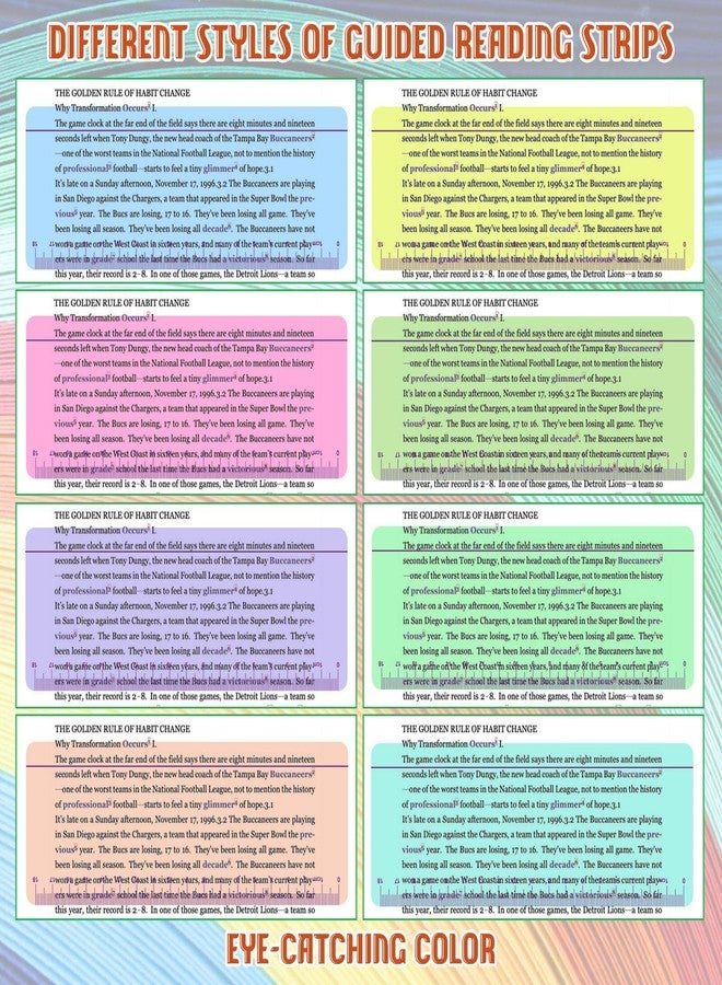 Heetobcos Dyslexia Tools for Kids, 16 Pieces Guided Reading Strips Reading Tracking Rulers Colored Overlay Highlighter Bookmarks for Visual Stress, Dyslexia, Irlens Syndrome, and ADHD(8 Colors) - Image 2