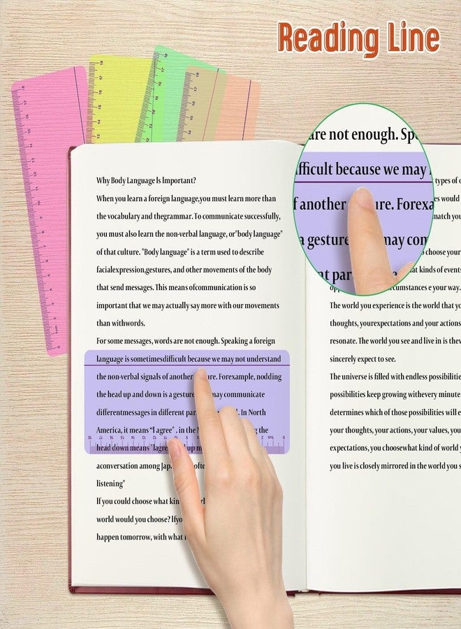 Heetobcos Dyslexia Tools for Kids, 16 Pieces Guided Reading Strips Reading Tracking Rulers Colored Overlay Highlighter Bookmarks for Visual Stress, Dyslexia, Irlens Syndrome, and ADHD(8 Colors) - Image 3