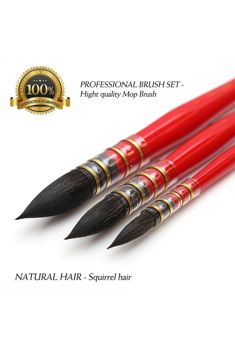 erorex Dainayw 3 Brushes Round Squirrel Hair Watercolor Paint Brushes Set Handmade PaintBrush for Art Pa... - Image 2