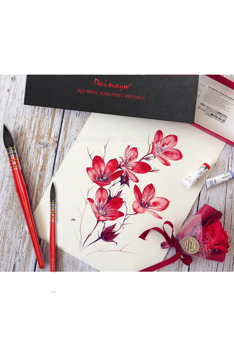 erorex Dainayw 3 Brushes Round Squirrel Hair Watercolor Paint Brushes Set Handmade PaintBrush for Art Pa... - Image 5