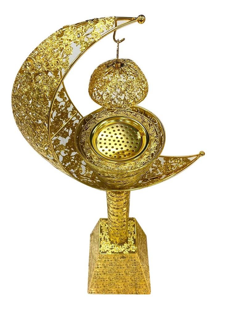 RSG RSG-Large Oud Burner Incense Mabkhara Moon Design Ramadan Decore for Big Halls, Big Houses and Mosque - 847  - Image 1
