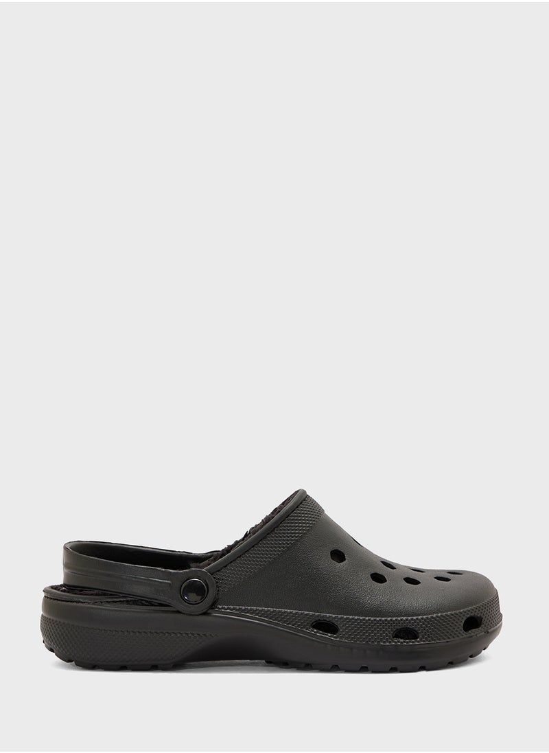 Truffle Fur Strap Crossover Flat Sandal  - Image 1