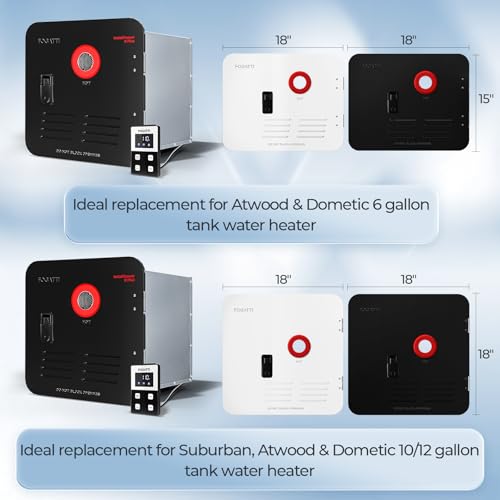 FOGATTI RV Tankless Water Heater, with 15 x 15 inches Black Door and Remote Controller, DC 12V, Best High Altitude Performance, Ideal for RVers' Everyday Use, InstaShower 8 Plus, Gen 2 - Image 2
