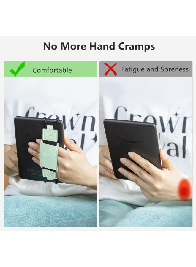 Security Hand Strap for 6-7.5"  Readers Fire Tablet -/Kobo/Voyaga/Lenovo/Sony E-Book Tablet, High-Elasticity Versatile Hand Strap Lightweight Finger Grip Holder, Agave Green - Image 3