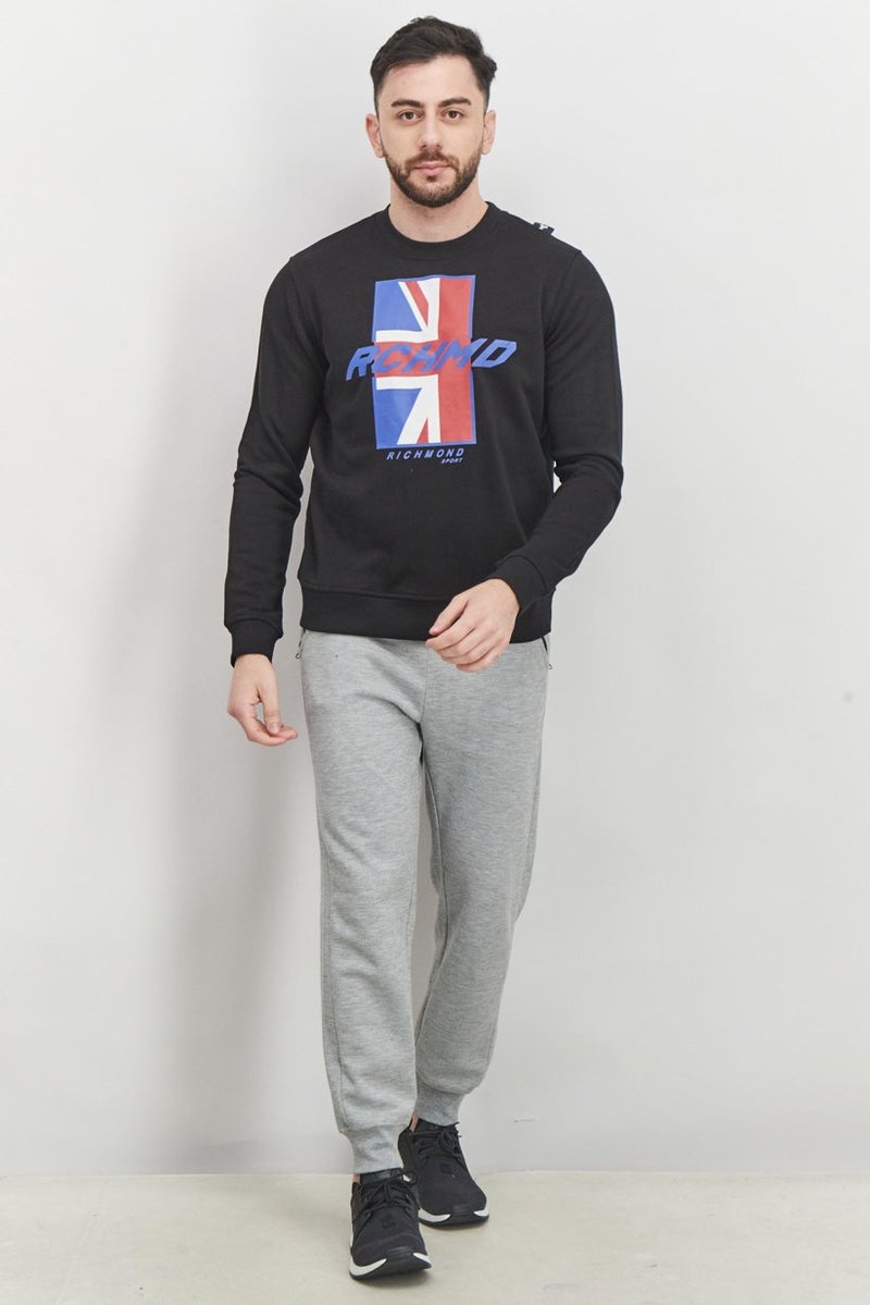 JOHN RICHMOND Men Sportswear Fit Crew Neck Graphic Sweatshirt, Black - Image 3