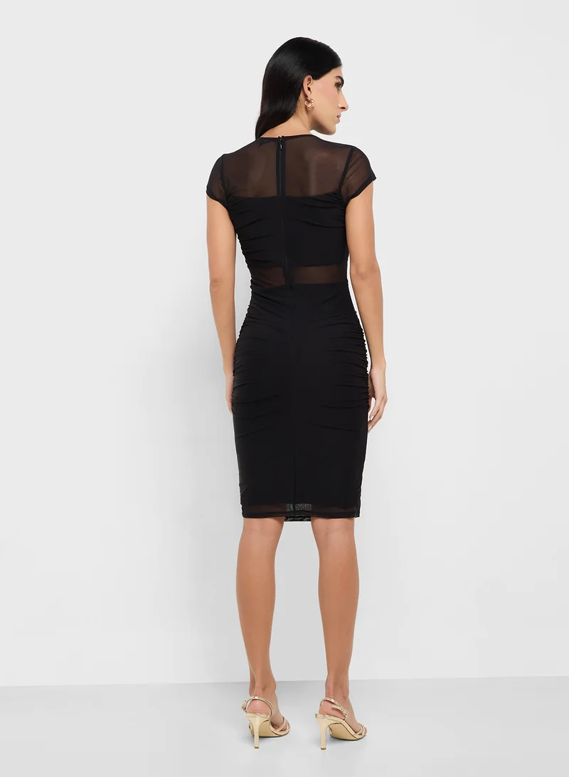 GUESS Short Sleeve Gracey Mesh Dress