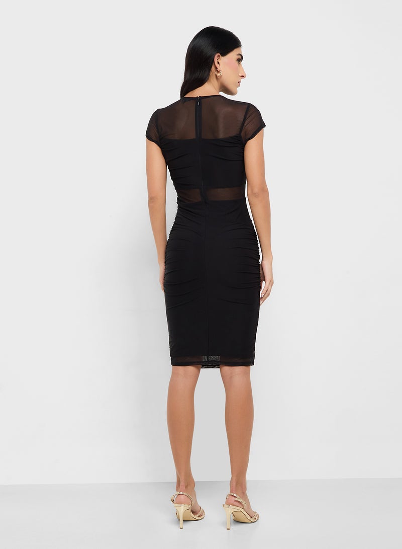 جس فستان جرايسي قصير الأكمام شبكي - Image 2