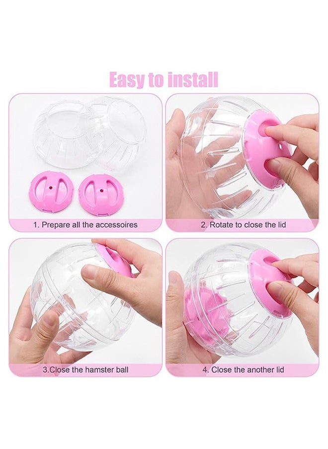 Neostyle Hamster Exercise Ball, Hamster Cage Accessories Transparent Hamster Sports Ball Running Hamster Wheel(Pink)  - Image 3