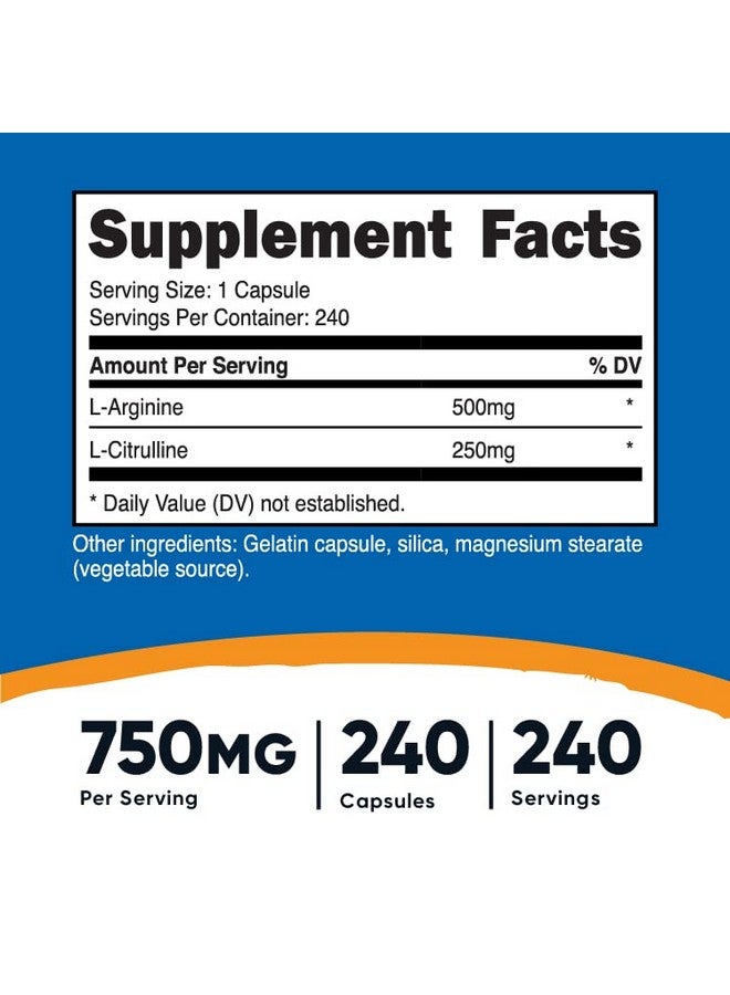 Nutricost مجمع لارجينين لسيترولين 750 مجم 240 كبسولة من نونجمو - Image 3