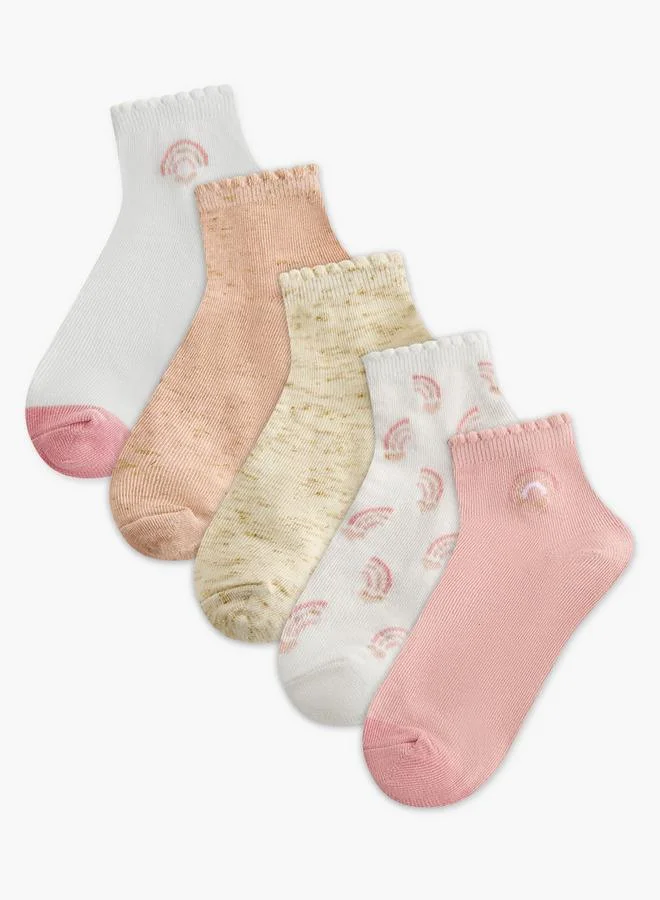 Barefeet Pack Of 5 Baby Girls Ankle Length Socks Assorted Print