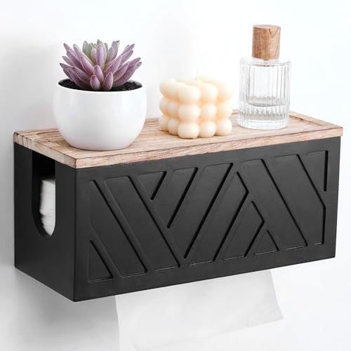 Dimeho Paper Towel Dispenser Wall Mount Paper Towel Holder with Lid Solid Wood Commercial CFold ZFold Hand Papers Towels Holder Dispenser Hand Towels Holders for Bathroom Kitchen Office Decor - Image 1