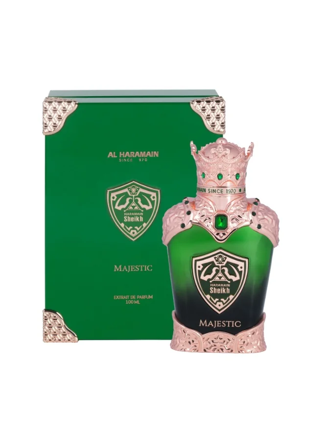 الحرمين عطر الحرمين شيخ ماجستيك إكستريت دي بارفان، 100 مل، 3.33 أونصة عطر زهور الحمضيات الشرقية للجنسين، زجاجة زجاجية، برغموت طويل الأمد، ليمون، زهر البرتقال، طحلب البلوط والعنبر