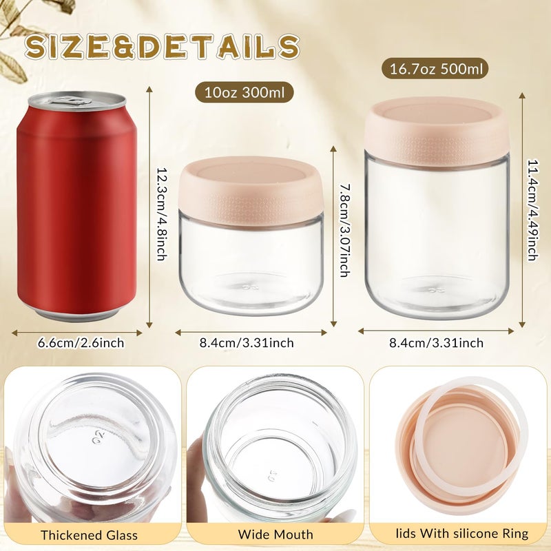 glasstore 4 Pack Glass Jar With Airtight Lids Overnight Oats Containers With Lids Mason Jars Food Storage Containers For Yogurt Snacks Sugar Spice And More (Pink, 300ml/10oz) - Image 2