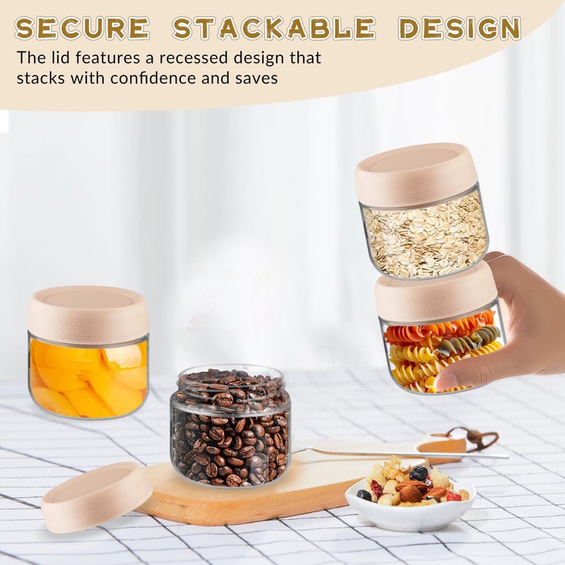 glasstore 4 Pack Glass Jar With Airtight Lids Overnight Oats Containers With Lids Mason Jars Food Storage Containers For Yogurt Snacks Sugar Spice And More (Pink, 300ml/10oz) - Image 5