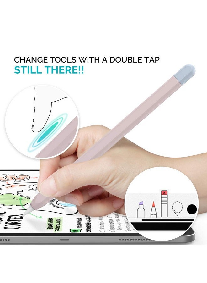 أهاستايل غطاء سيليكون ثنائي اللون من AHASTYLE متوافق مع قلم Apple Pencil من الجيل الثاني، iPad Pro 11 12.9 بوصة 2018 (وردي، أزرق فاتح) - Image 4