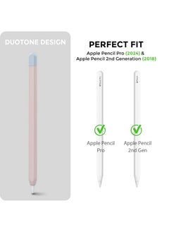 Ahastyle AHASTYLE Duotone Case Silicone Skin Cover Compatible with Apple Pencil 2nd Generation, iPad Pro 11 12.9 inches 2018 (Pink, Light Blue)  - Image 2