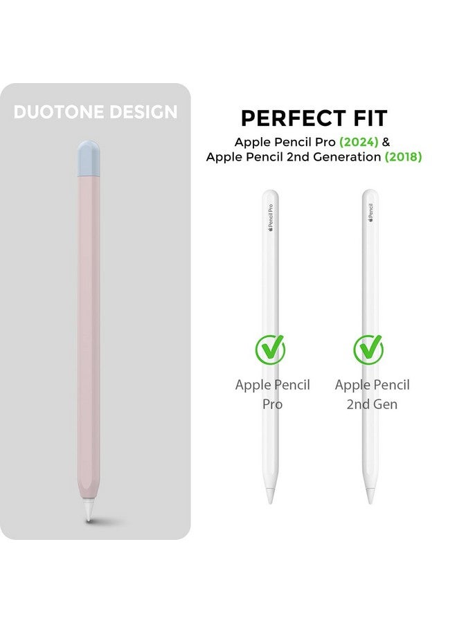 أهاستايل غطاء سيليكون ثنائي اللون من AHASTYLE متوافق مع قلم Apple Pencil من الجيل الثاني، iPad Pro 11 12.9 بوصة 2018 (وردي، أزرق فاتح) - Image 2