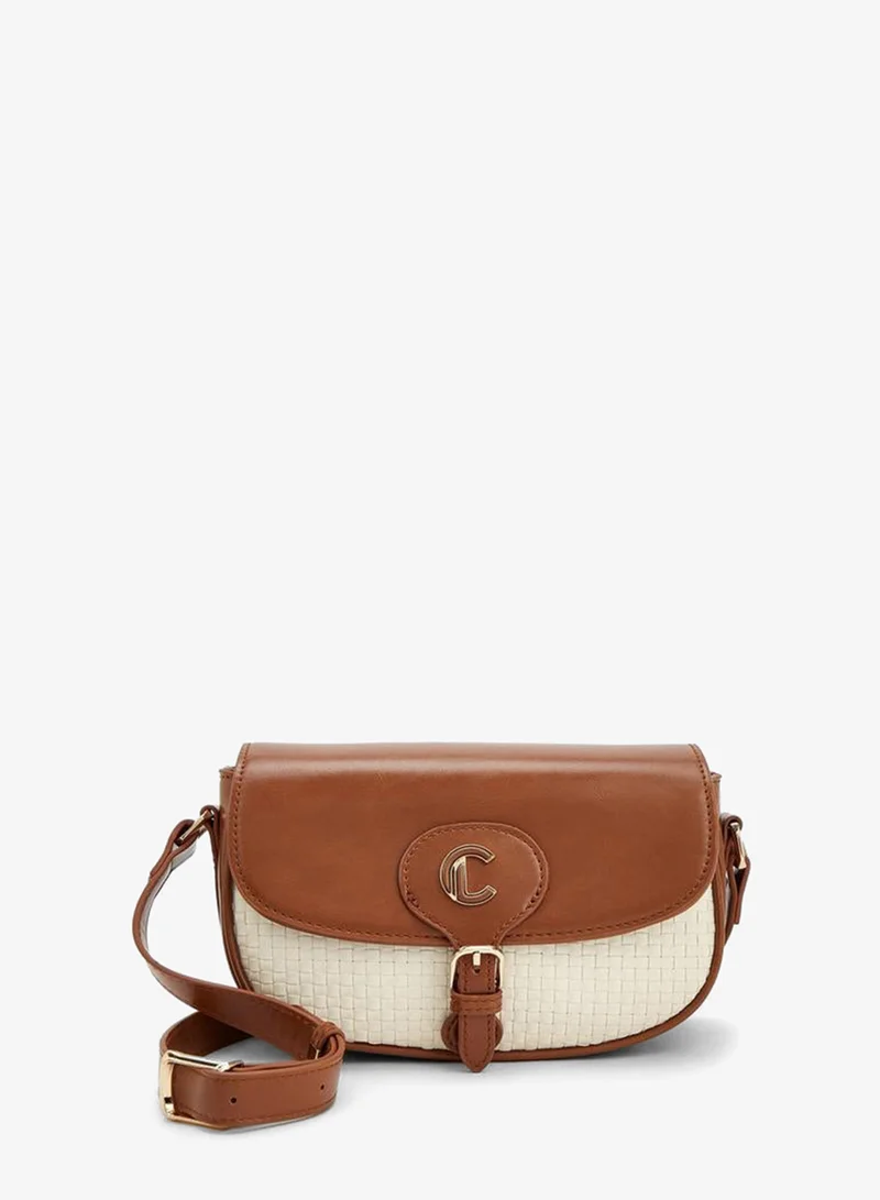 Le Confort Textured Crossbody Bag With Magnetic Button Closure
