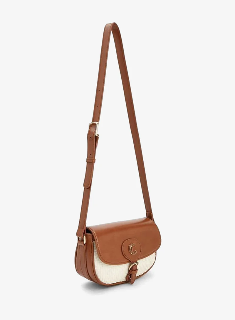 Le Confort Textured Crossbody Bag With Magnetic Button Closure