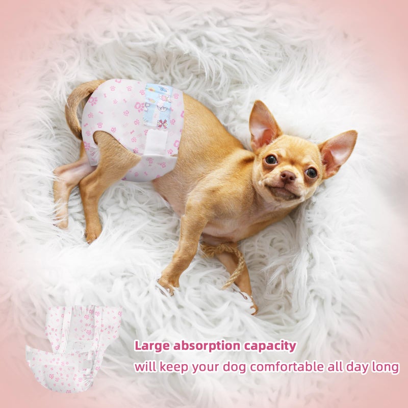 FUNLIYING Disposable Dog Diapers Female 90 Count Puppy Diapers Female (Waist 13.4-19 in L) Super Absorbent Large Dog Pads for Heat Excitable Urination or Incontinence - Pink - Image 5