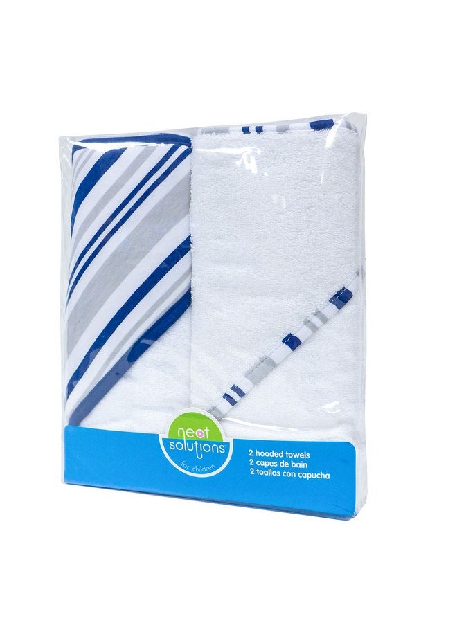 Neat Solutions 2 pack Baby Hooded Towel Set - Blue Trim - Image 4