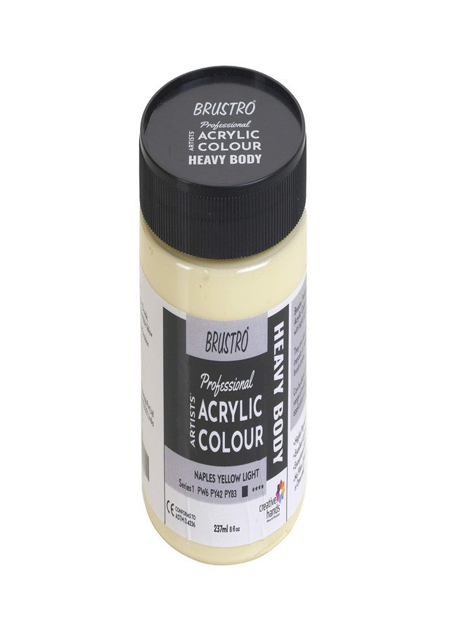 BRUSTRO Professional Artists Heavybody Acrylic Paint 237Ml Naples Yellow Light (Sr 1)|Ideal for Canvas, Impasto and Textured Painting Techniques, Dimensional Effects, retain Brushstrokes.