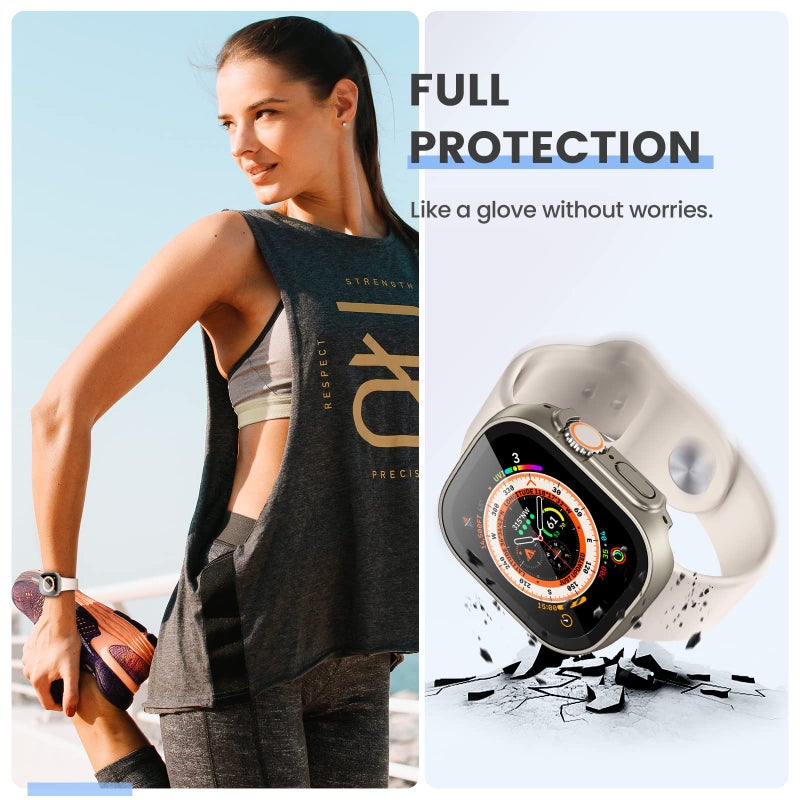Tensea [3PCS for Apple Watch Screen Protector Case Ultra 3 / Ultra 2 / Ultra 49mm Accessories, iWatch Protective Face Cover for Women Men, Tempered Glass Film Hard Bumper for iPhone Watch 49 mm - Image 3