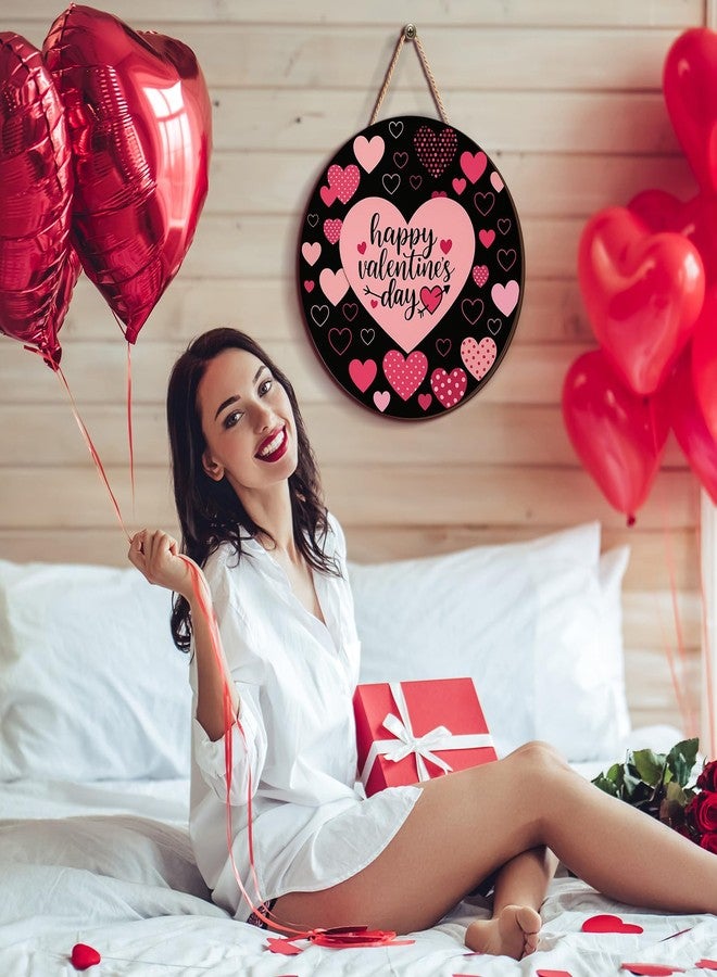 Memorywuu 3 Pcs Valentines Day Decorations Door Sign Love Heart Welcome Wooden Hanging Sign Happy Valentine's Day Wood Wreath with Rope for Front Door Outdoor Farmhouse Porch Party Decor - Image 5