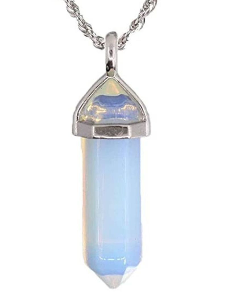 Natural Gemstone Hexagonal Crystal Pendant - Image 1