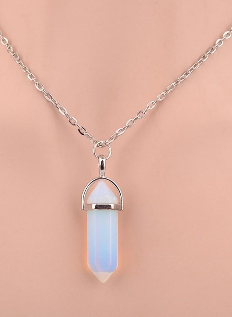 Natural Gemstone Hexagonal Crystal Pendant - Image 2