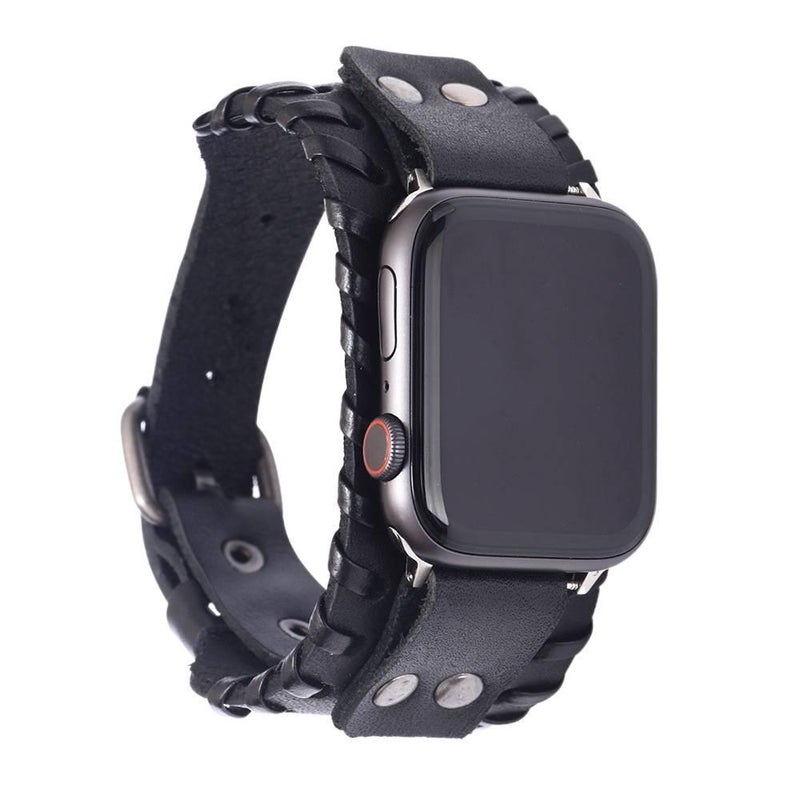 Adjustable Leather Classic Strap Smartwatch Band Compatible with Apple Watch with Fit Replacement Strap for Daily Wear in Brown - Image 5