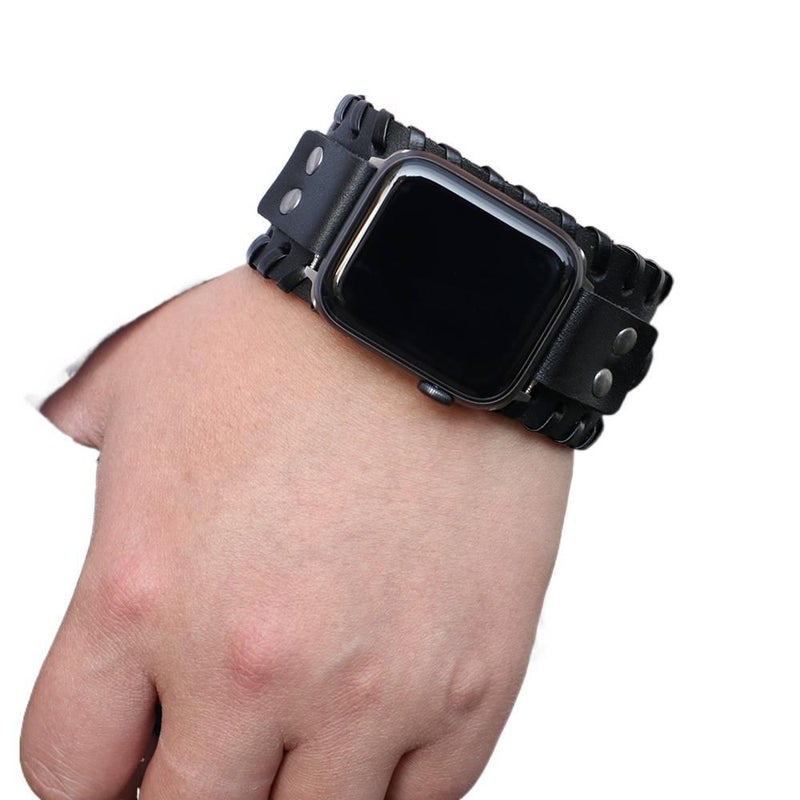 Adjustable Leather Classic Strap Smartwatch Band Compatible with Apple Watch with Fit Replacement Strap for Daily Wear in Brown - Image 2