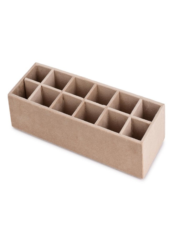 AZYEEA Trinket Jewelry Tray for, Earrings, Jhumkas, chains and Other Jewelry, Storage drawer organiser for Home and Closet Organization - 12 Grid (Cream)(12x4x2.3 inch) - Image 4
