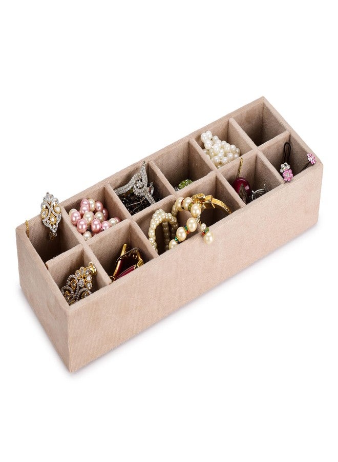 AZYEEA Trinket Jewelry Tray for, Earrings, Jhumkas, chains and Other Jewelry, Storage drawer organiser for Home and Closet Organization - 12 Grid (Cream)(12x4x2.3 inch) - Image 5