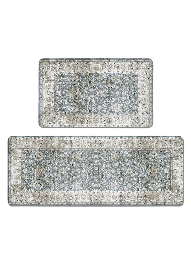 Generic 2 PCS Kitchen Floor Mats Rugs Set, Cushion Floor Carpet, Waterproof, Oil Resistant and Anti-Fatigue PU Standing Mat for Kitchen, Floor, Office, Sink, Laundry 45*75CM+45*120CM  - Image 1